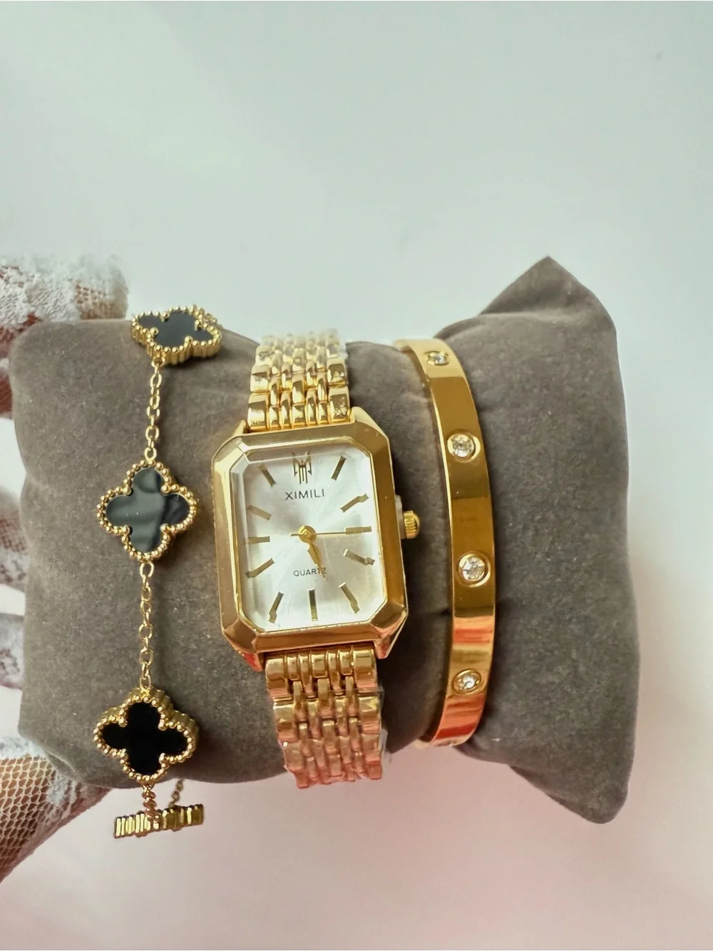 Gold-Tone Women's Bracelet Watch with Coordinating Bangles - Gold